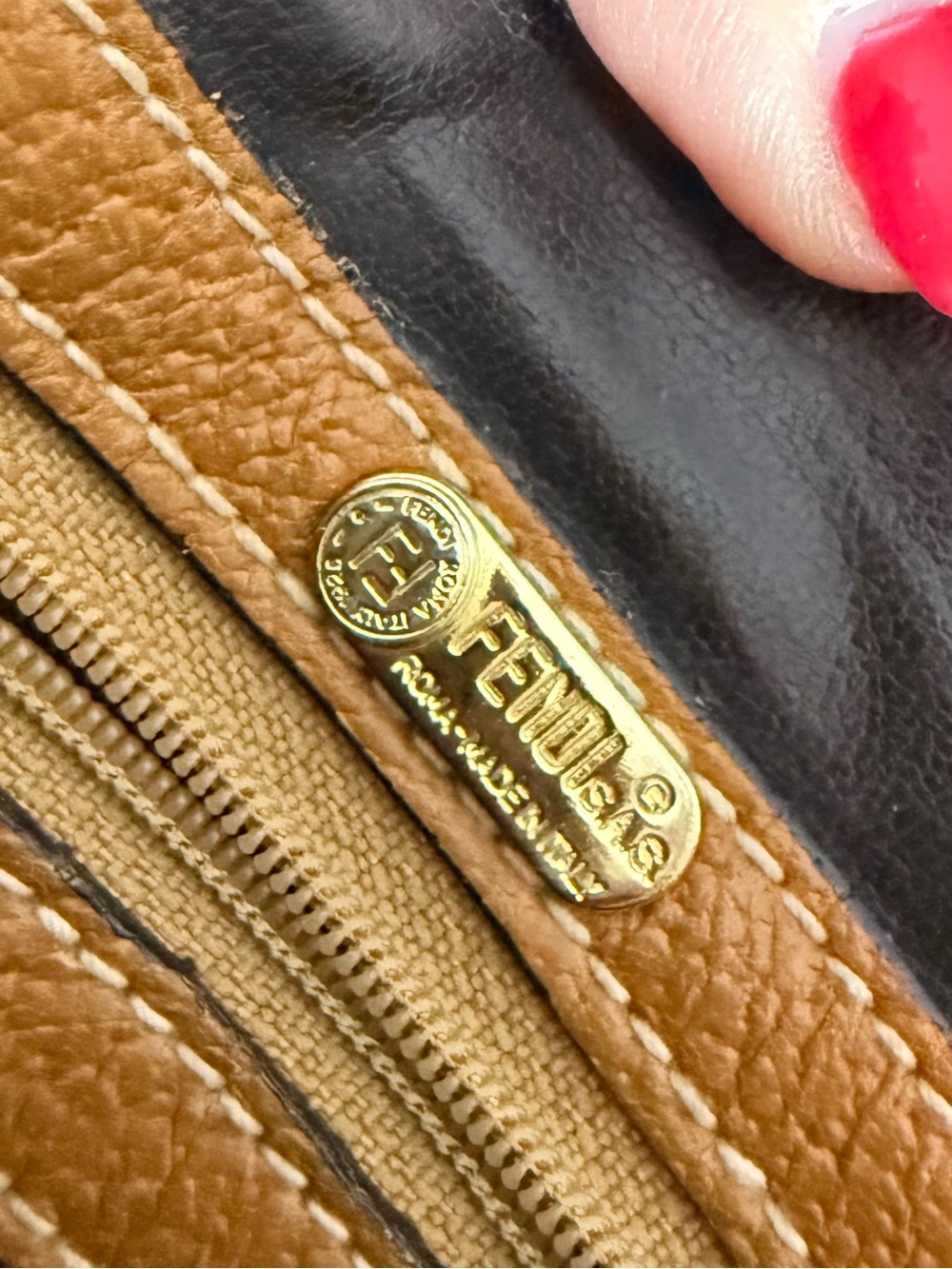 Fendi Two-Tone Tan & Brown Leather & Suede Messenger Crossbody Bag - Picture 12 of 14